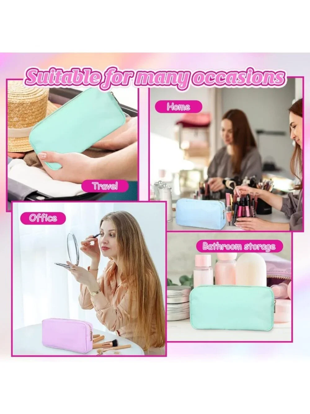 6 Pcs Travel Makeup Bag Set - Zipper Cosmetic Pouch for Purse, Organizer Gift